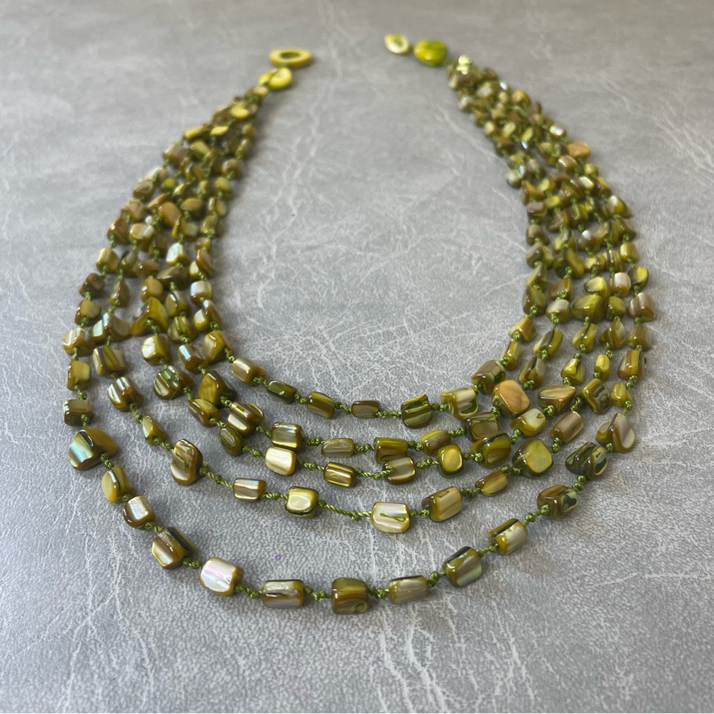 Vintage Green Multi-Strand Necklace (Polished Stones) - Picture 4 of 8